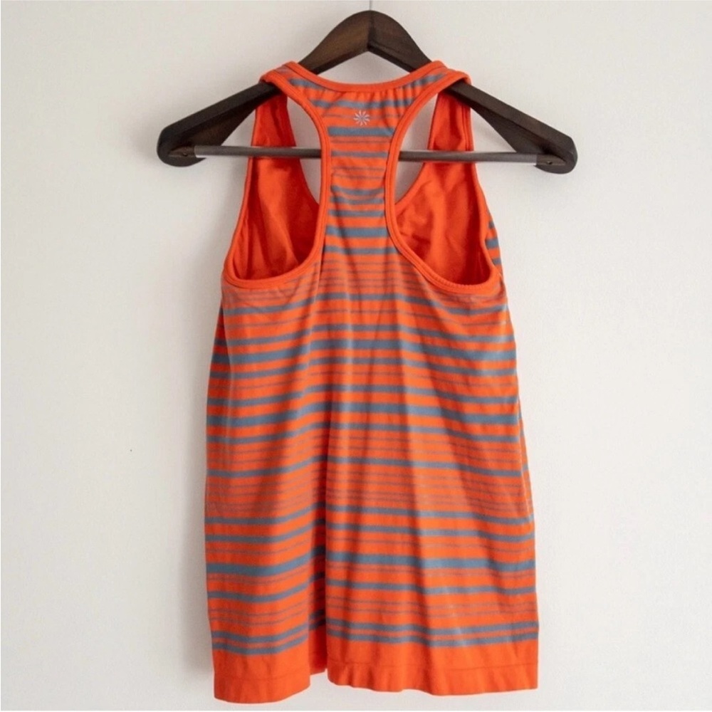 Athleta Medium built-in bra Orange and Gray Striped Tank Top